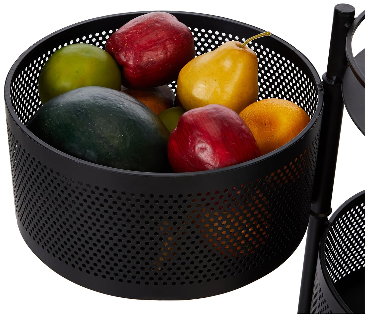 Amazon Brand - Solimo 360° Revolving Preassembled Portable 5 Layer Round Multipurpose Storage Kitchen Rack Carbon Steel Fruit Vegetable & Spice Trolley with Wheels for Kitchen Organizer(Matte, Black)