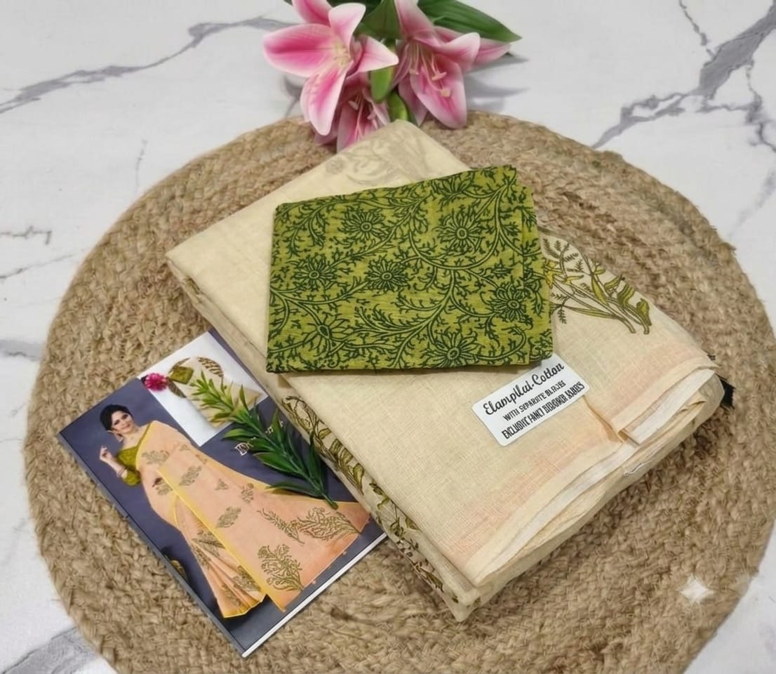 Linen saree with separate blouse 
 
With Jhalar